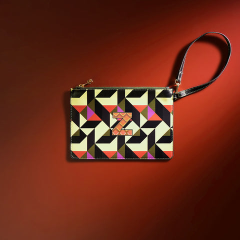 Orange & Pink Z Flat Travel Pouch