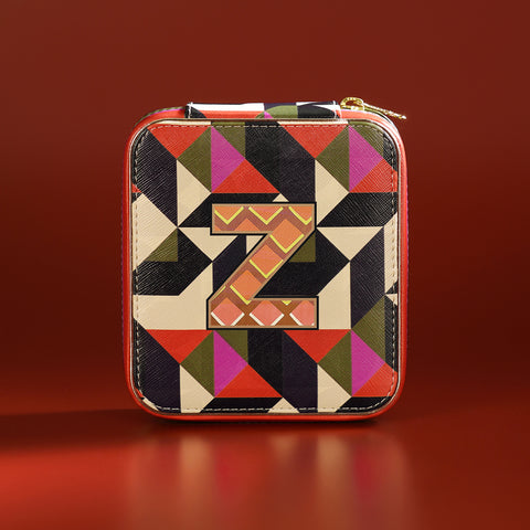 Orange & Pink Z Faux Leather Jewellery Box