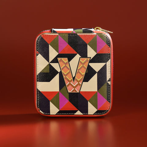 Orange & Pink V Faux Leather Jewellery Box