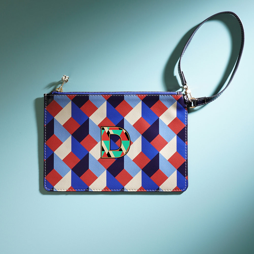 Blue & Peach D Flat Travel Pouch