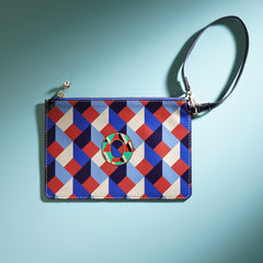 Blue & Peach O Flat Travel Pouch