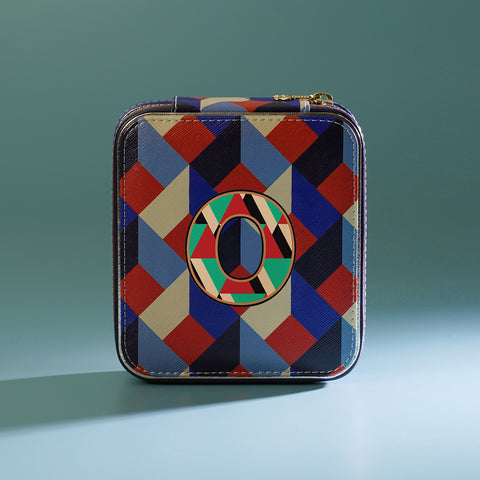 Blue & Peach O Faux Leather Jewellery Box