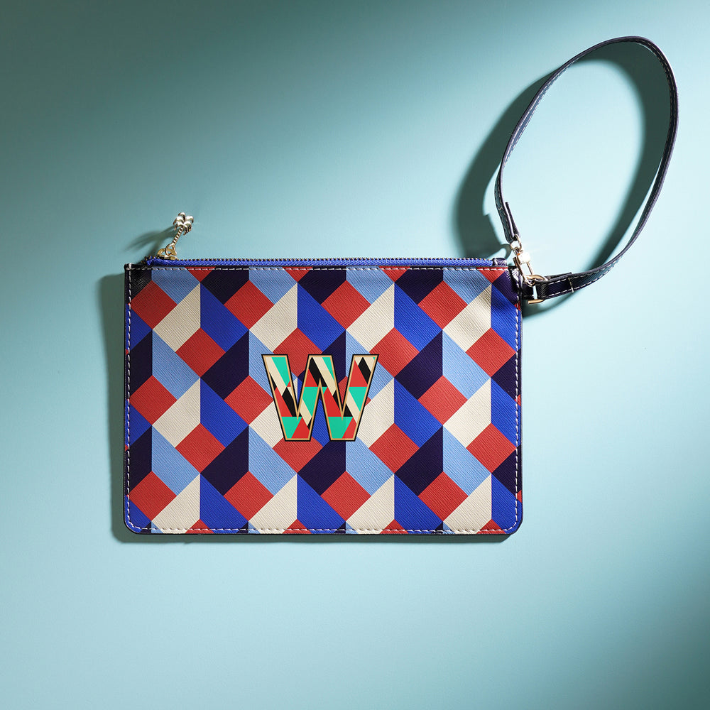 Blue & Peach W Flat Travel Pouch