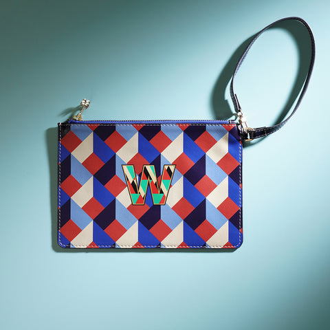 Blue & Peach W Flat Travel Pouch