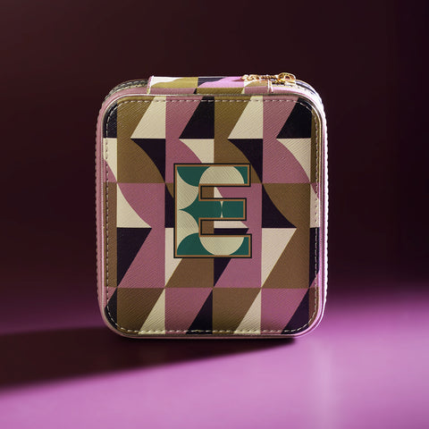 Pink & Green E Faux Leather Jewellery Box