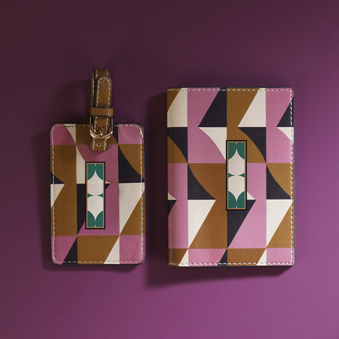 Set of 2 Pink & Green I Passport Holder & Luggage Tag