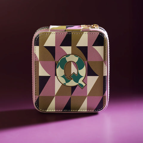 Pink & Green Q Faux Leather Jewellery Box