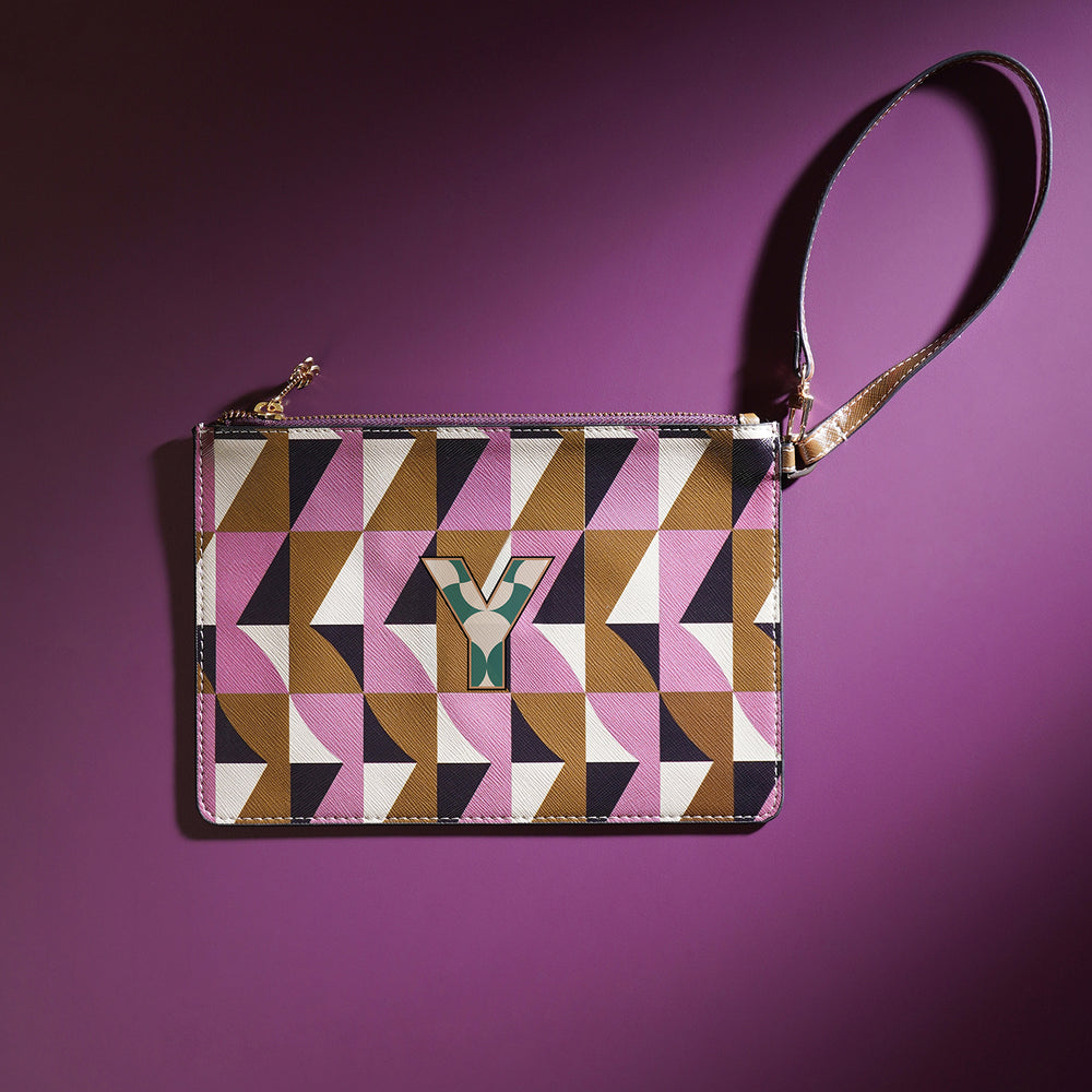 Pink & Green Y Flat Travel Pouch