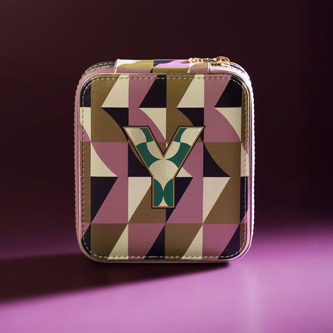 Pink & Green Y Faux Leather Jewellery Box