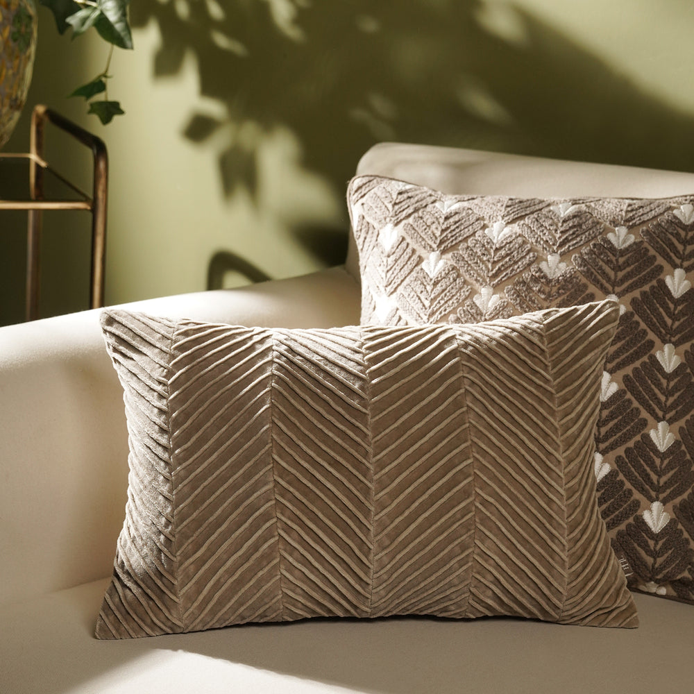 Beige Textured Rectangle Cushion Cover