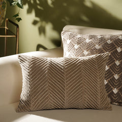 Beige Textured Rectangle Cushion Cover