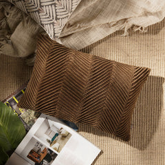 Brown Textured Rectangle Cushion Cover