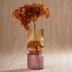 Amber 3 Tone Multi Shaped Ribbed Glass Vase