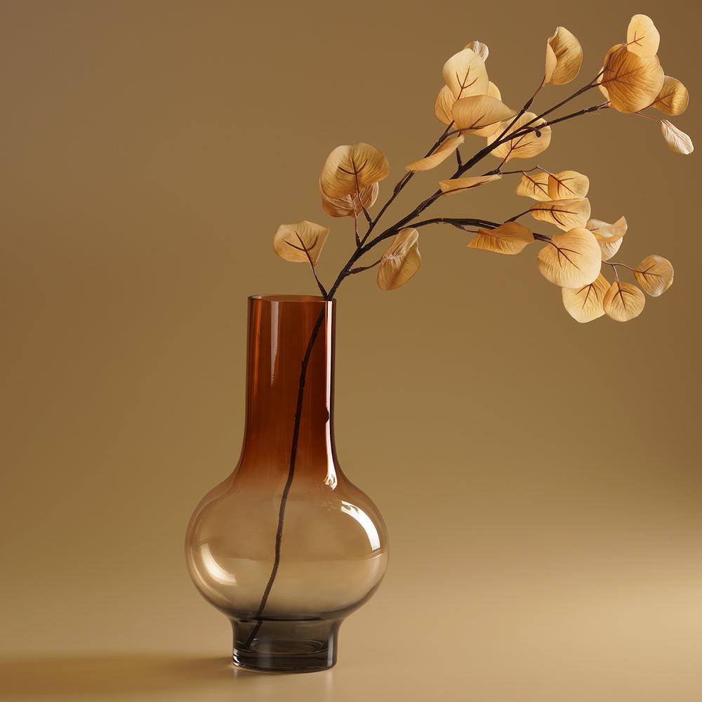 Brown Ombre Textured Glass Vase