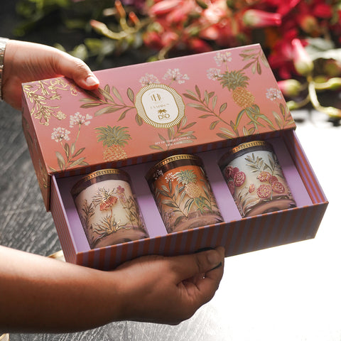 Set of 3 Glass Filled Multi Fragrance Jar Candle