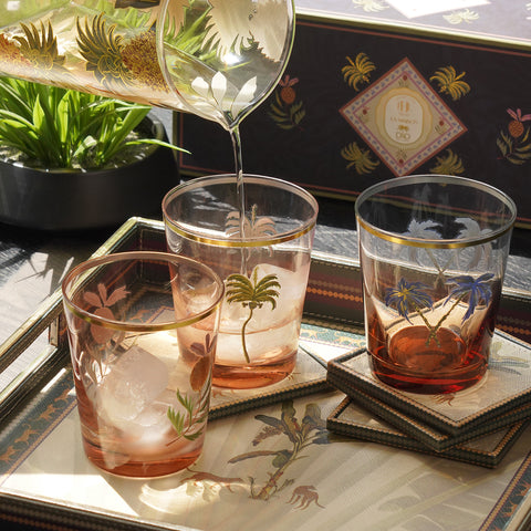 Set of 3 Multicoloured Printed Drinking Glasses
