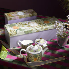 Set of 3 Green Pineapple Print Tea Set