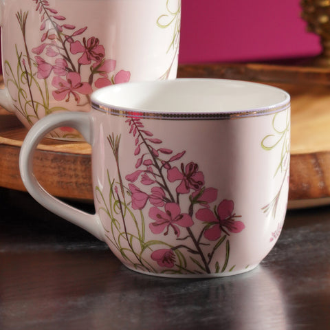 Set of 2 Pink Tuileries Print Coffee Mugs