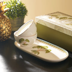 Set of 3 Green Solen Print Platter & Bowls
