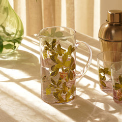 Old Rose Floral Glass Jug