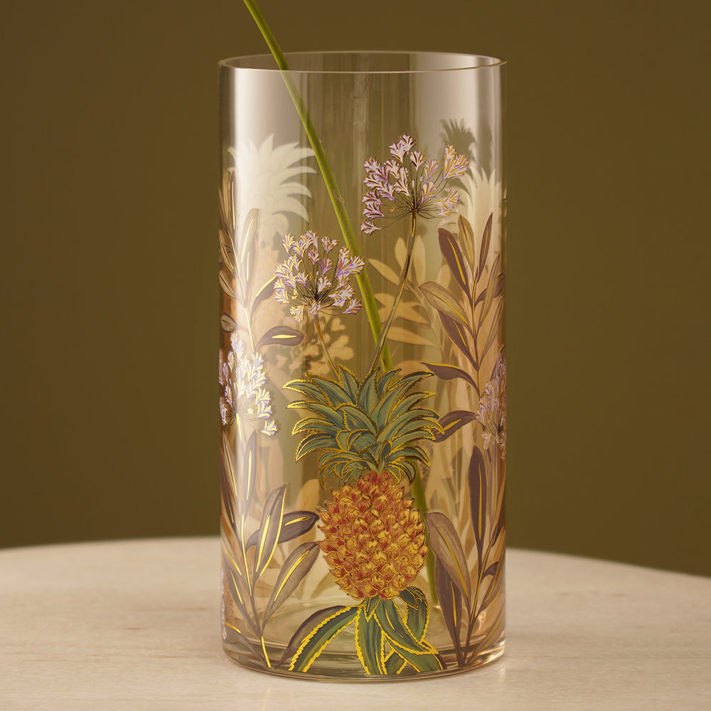 Light Amber Printed Glass Vase