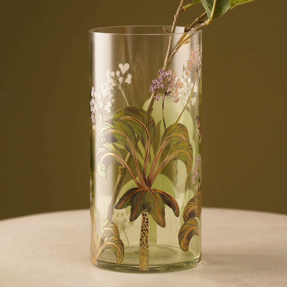 Light Green Printed Glass Vase