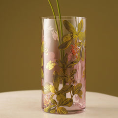 Old Rose Printed Glass Vase