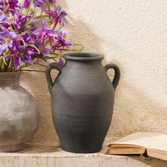 Charcoal Grey Terracotta Earthen Vase