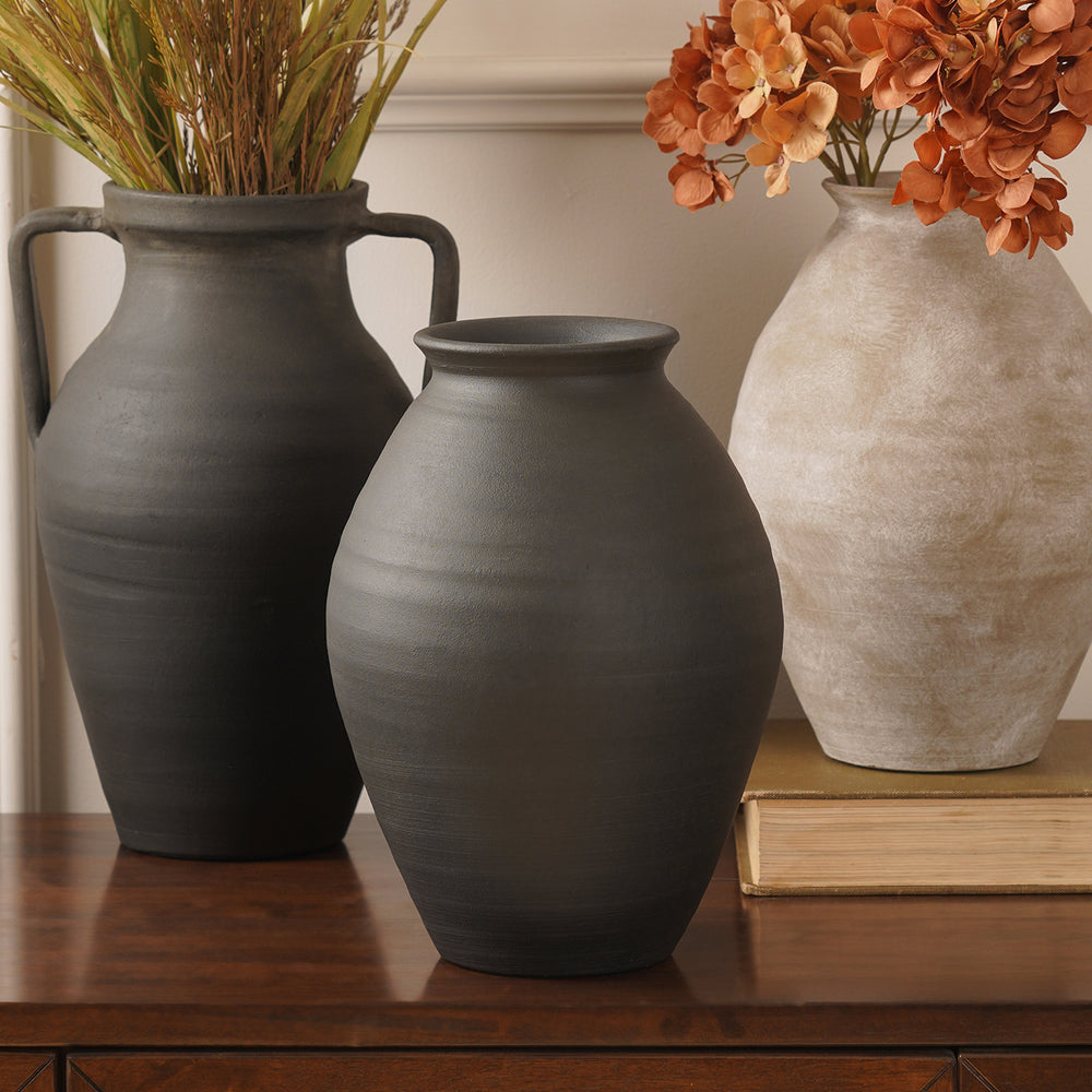 Charcoal Textured Terracotta Vase