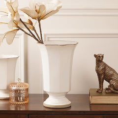 White Hexagonal Terracotta Vase - Large