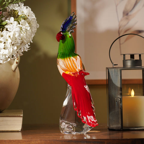 Multicoloured Glass Parrot Bird Figurine