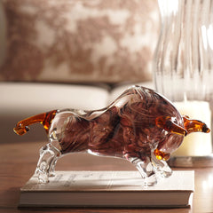 Dark Brown Handblown Glass Bull