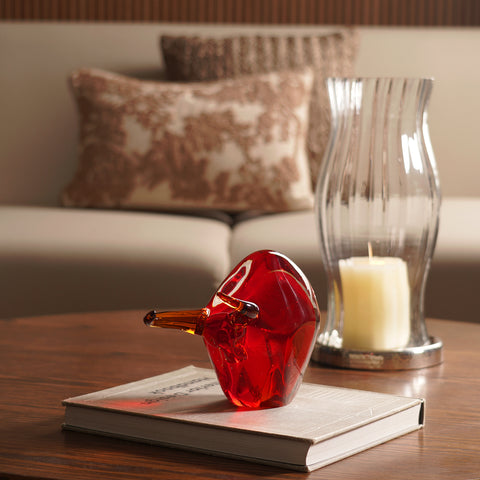 Wine Red Handblown Glass Bull