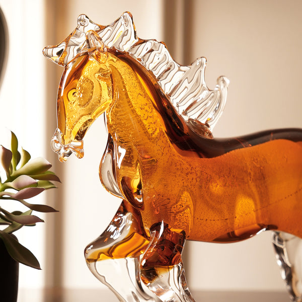 Amber Ombre Glass Horse Animal Figurine