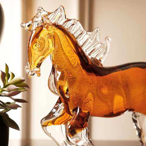 Amber Ombre Glass Horse Animal Figurine