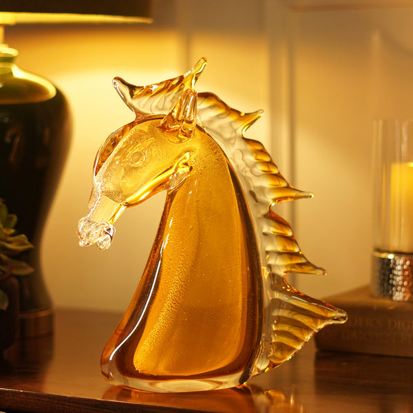 Amber Ombre Handblown Glass Horse Head
