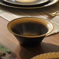 Set of 2 Charcoal Embellished Glass Side Bowls