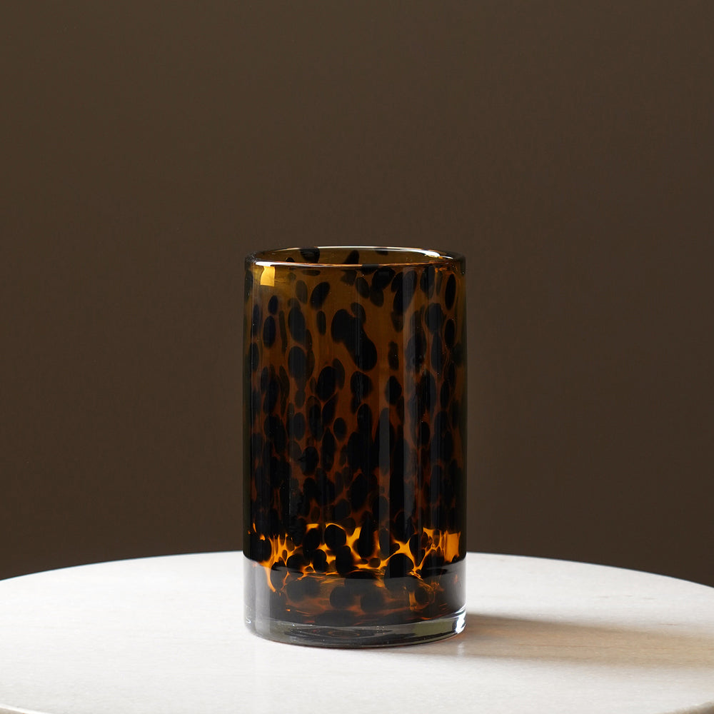 Brown Tortoiseshell Pattern Glass Vase - Small