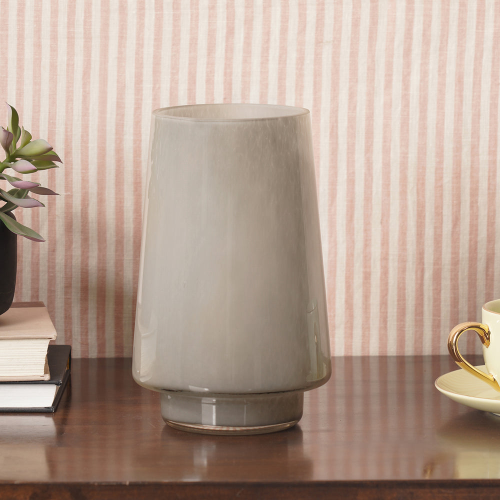Grey Smokey Textured Glass Vase - Large