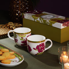 Set of 2 Red & Green Rosabay Print Coffee Mugs