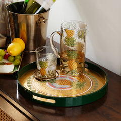 Gold Pineapple MDF Round Serving Tray