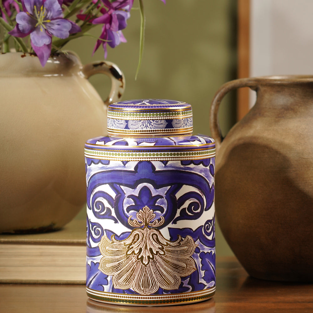 Purple Printed Ceramic Canister