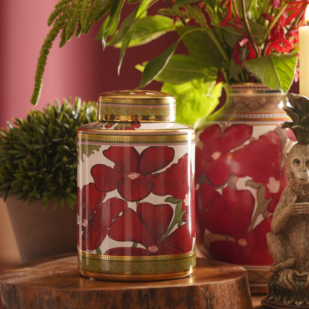 Red Rosabay Print C Canister - Small