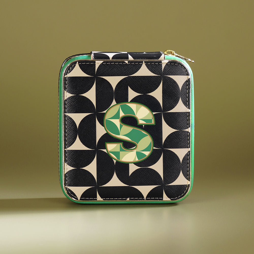 Black & Green S Faux Leather Jewellery Box
