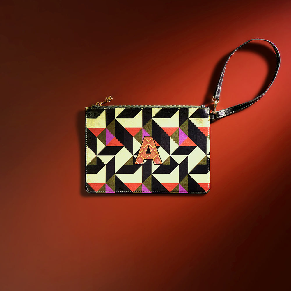Orange & Pink A Flat Travel Pouch