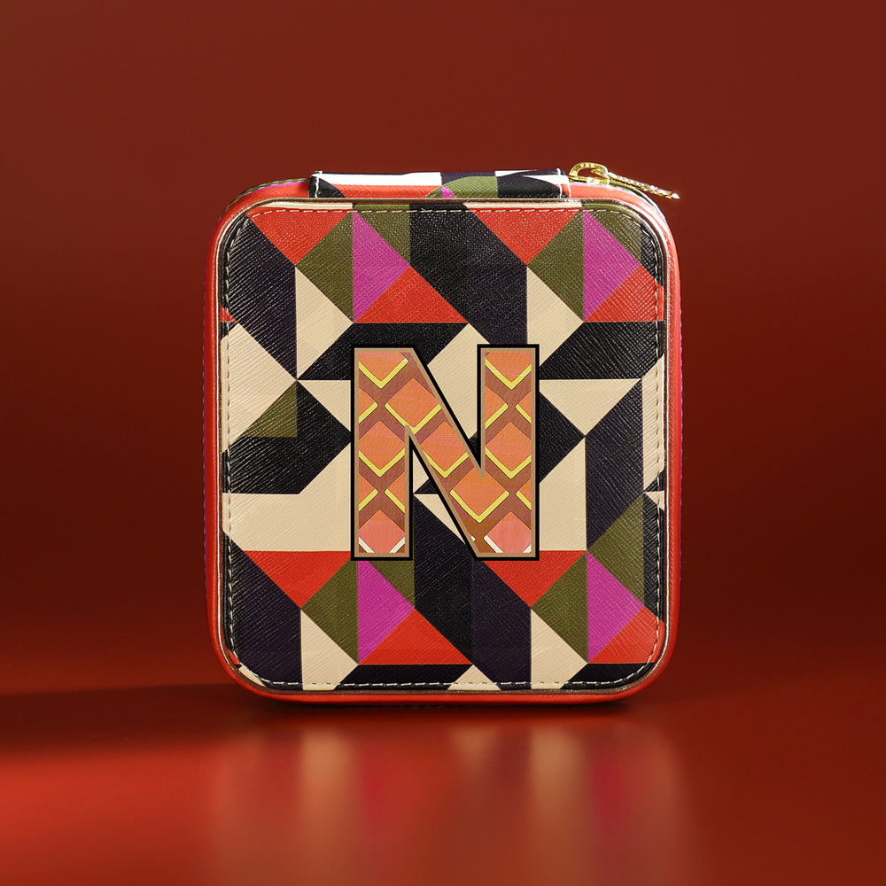 Orange & Pink N Faux Leather Jewellery Box