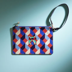 Blue & Peach R Flat Travel Pouch