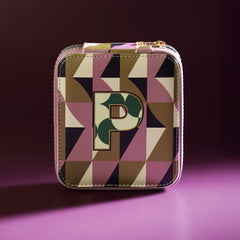 Pink & Green P Faux Leather Jewellery Box