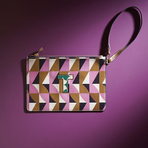 Pink & Green T Flat Travel Pouch