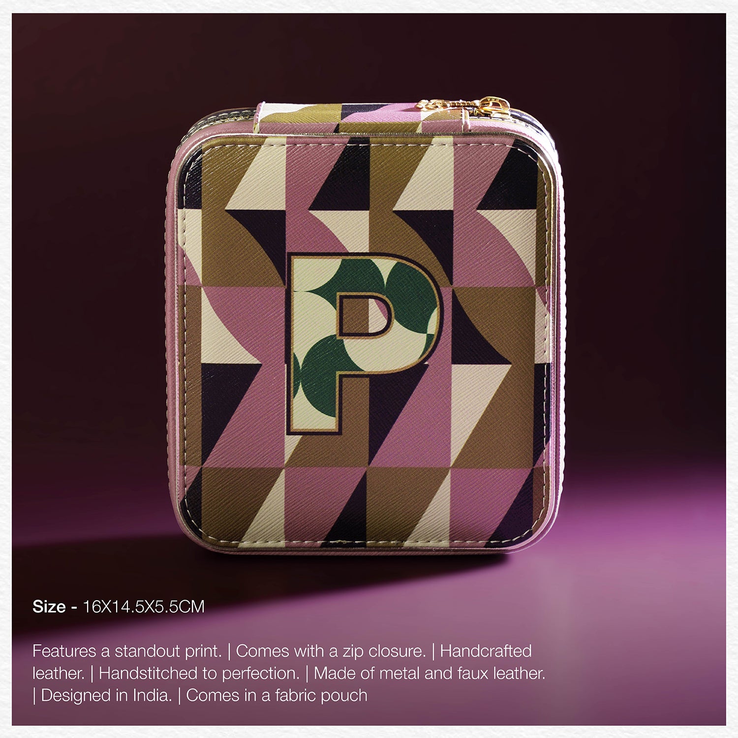 Shop Pink & Green T Faux Leather Jewellery Box - at Best Price
